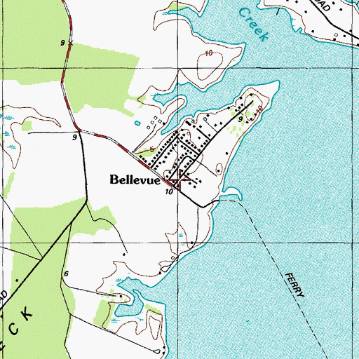 Topographic Map of Bellevue Post Office (historical), MD