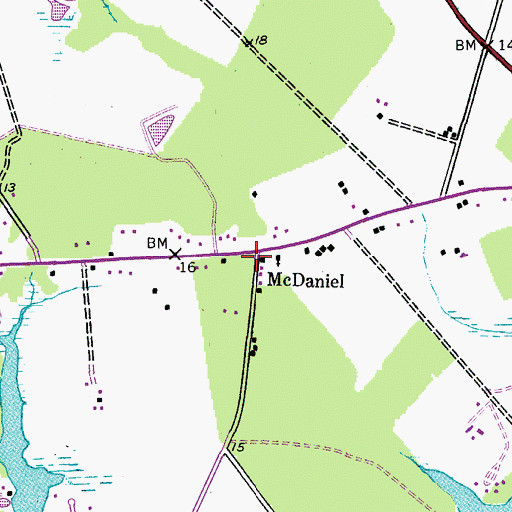 Topographic Map of McDaniel Post Office, MD