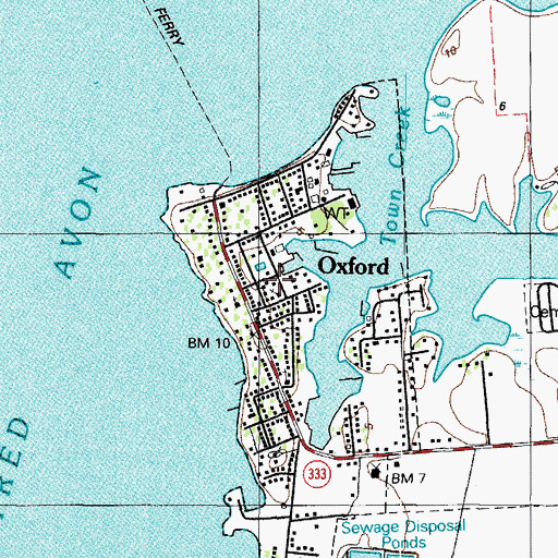 Topographic Map of Oxford Post Office, MD