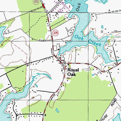 Topographic Map of Royal Oak Post Office, MD
