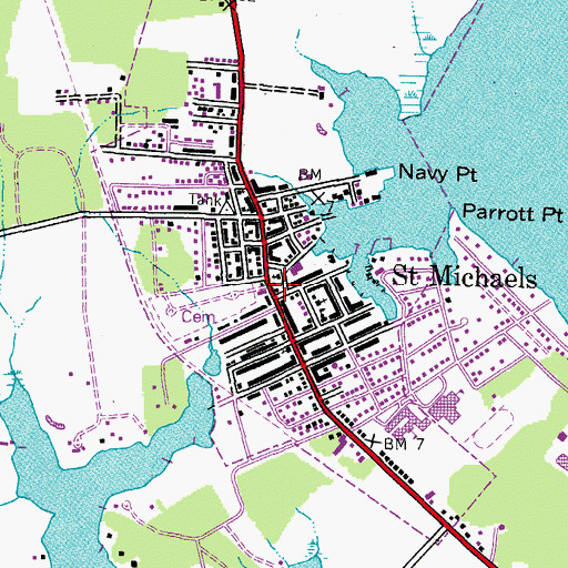 Topographic Map of Saint Michaels Post Office, MD