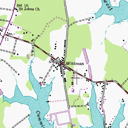 Topographic Map of Wittman Post Office, MD
