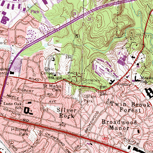 Topographic Map of Rockville Cemetery, MD