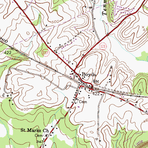 Topographic Map of Boyds Post Office, MD