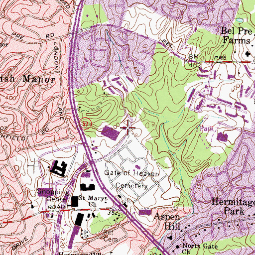 Topographic Map of Aspen Post Office, MD