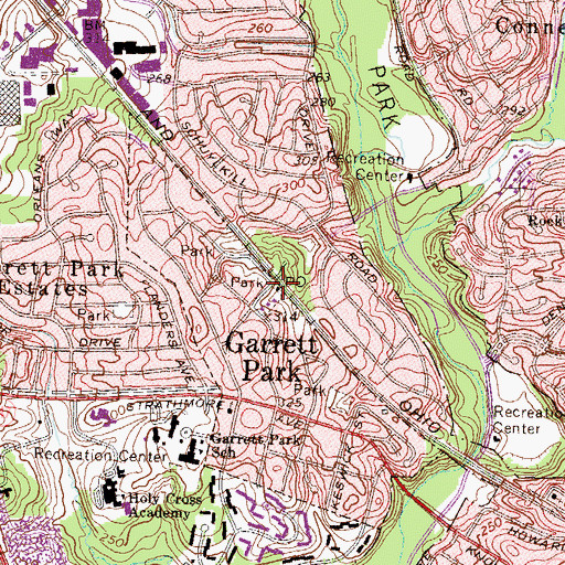 Topographic Map of Garrett Park Post Office, MD