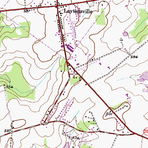 Topographic Map of Laytonsville Post Office, MD