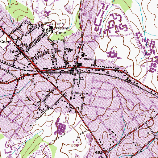 Topographic Map of Gaithersburg Post Office, MD