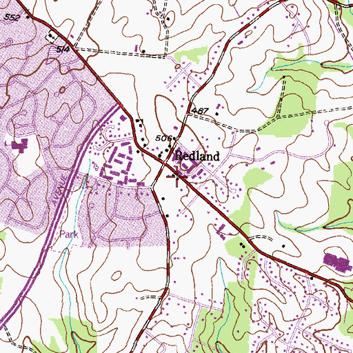 Topographic Map of Derwood Post Office, MD