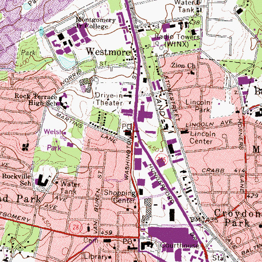 Topographic Map of Rockville Post Office, MD