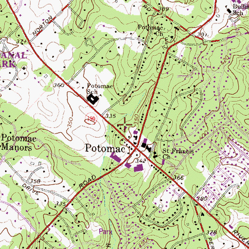 Topographic Map of Potomac Post Office, MD