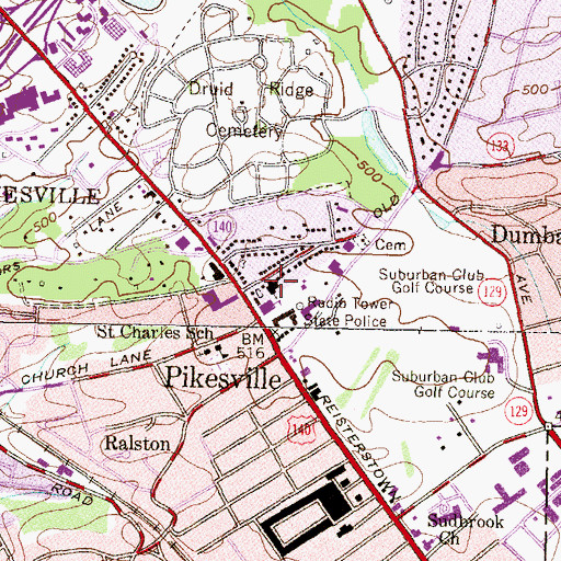 Topographic Map of Ames Methodist Church, MD