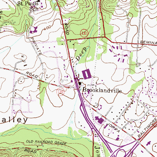 Topographic Map of Brooklandville Post Office, MD
