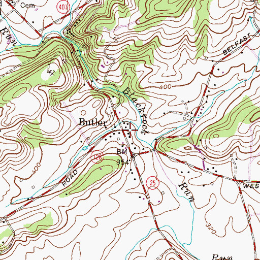 Topographic Map of Butler Post Office, MD
