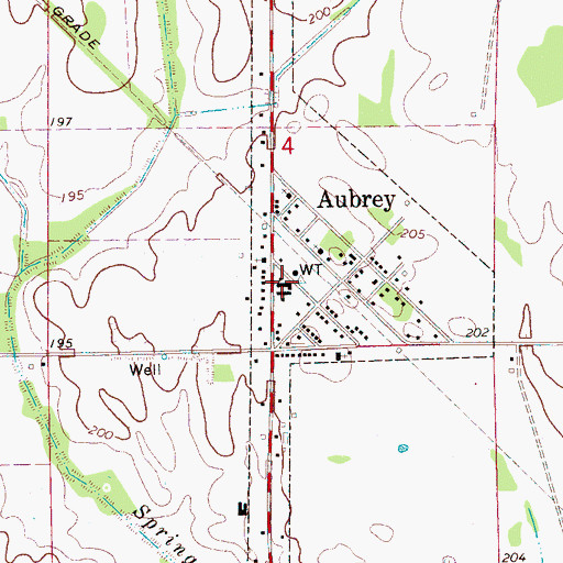 Topographic Map of Aubrey School (historical), AR