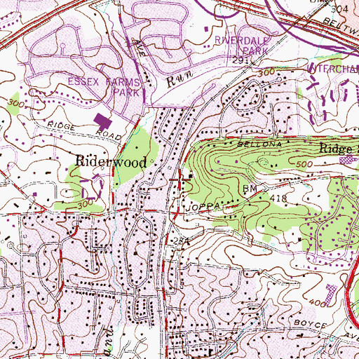 Topographic Map of Riderwood Post Office, MD