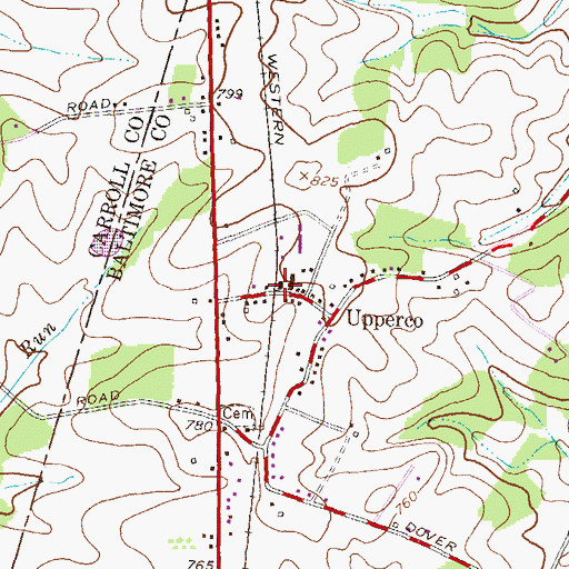 Topographic Map of Upperco Post Office, MD