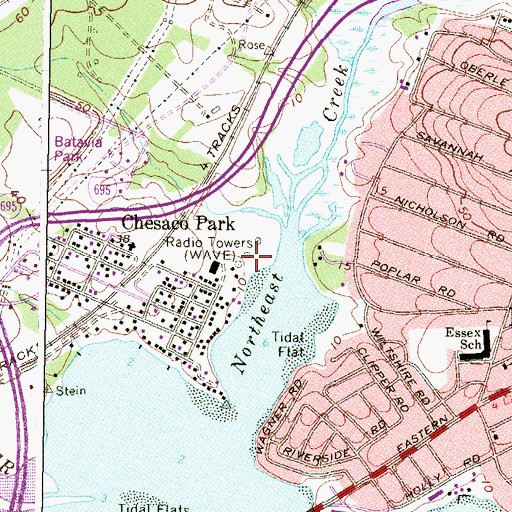 Topographic Map of WBGR-AM (Baltimore), MD