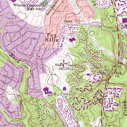 Topographic Map of WGMS-AM (Bethesda), MD