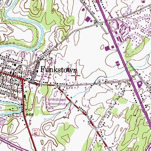 Topographic Map of WPVG-AM (Funkstown), MD