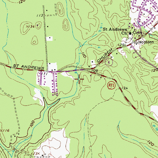 Topographic Map of WPTX-AM (Lexington Park), MD