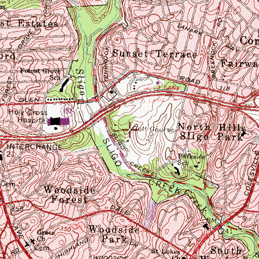 Topographic Map of WNTR-AM (Silver Spring), MD