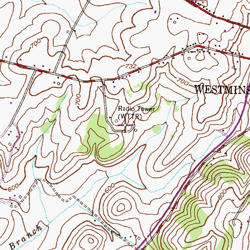 Topographic Map of WTTR-AM (Westminster), MD