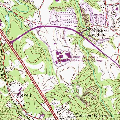 Topographic Map of WACC-FM (Arnold), MD
