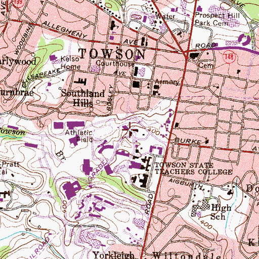 Topographic Map of WCVT-FM (Towson), MD