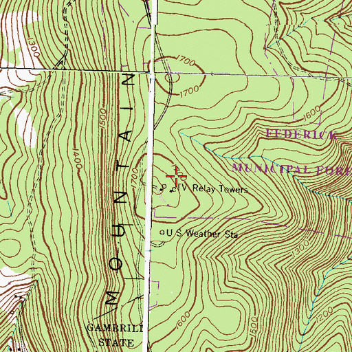 Topographic Map of WFPT-TV (Frederick), MD