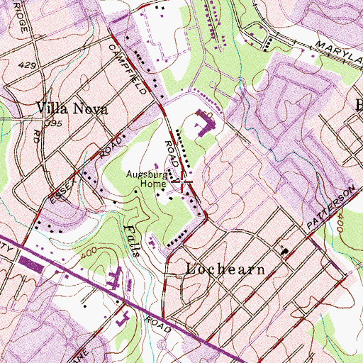 Topographic Map of Augsburg Home, MD