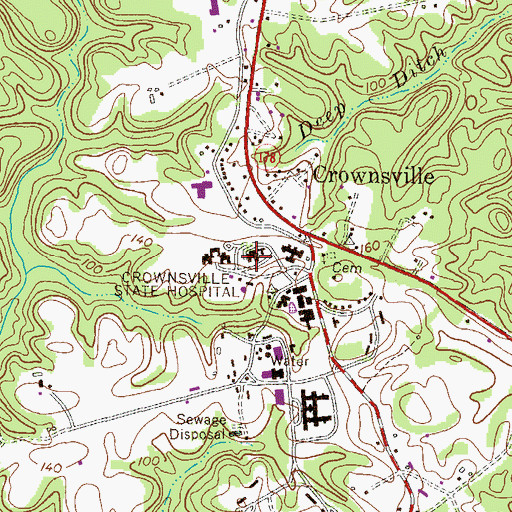 Topographic Map of Crownsville Hospital Center (historical), MD