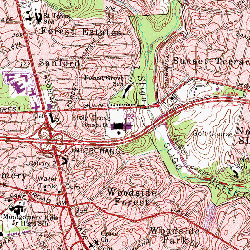 Topographic Map of Holy Cross Hospital, MD