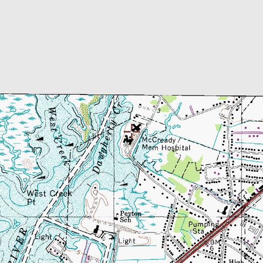 Topographic Map of Edward McCready Memorial Hospital, MD