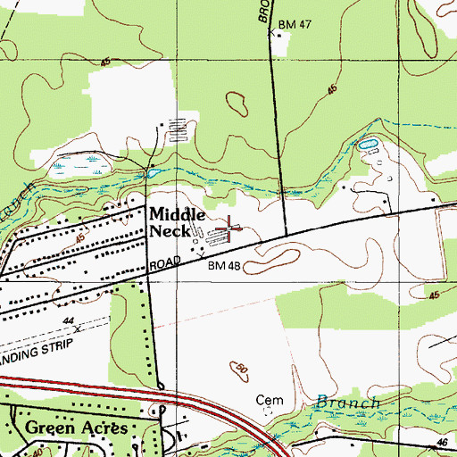 Topographic Map of Middle Neck, MD