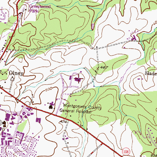 Topographic Map of Medstar Montgomery Medical Center, MD