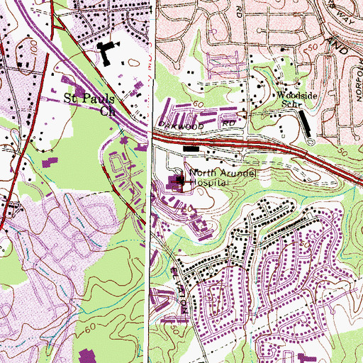 Topographic Map of Baltimore Washington Medical Center, MD