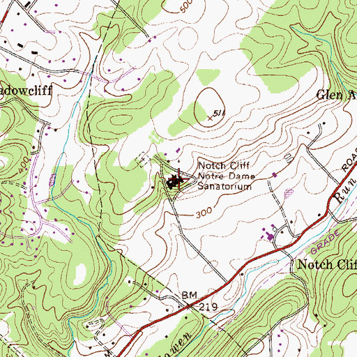 Topographic Map of Notch Cliff Notre Dame Sanatorium, MD