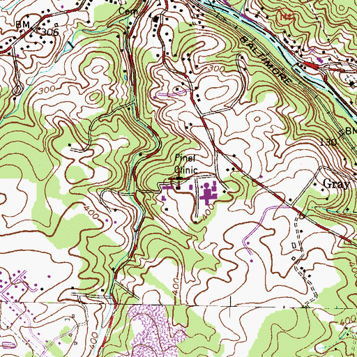 Topographic Map of Pinel Clinic Hospital, MD