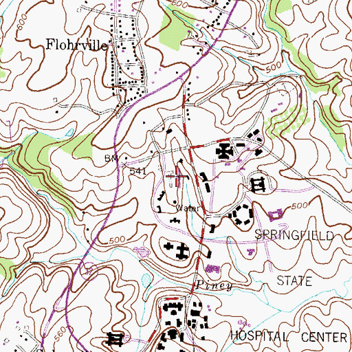 Topographic Map of Springfield State Hospital Center, MD