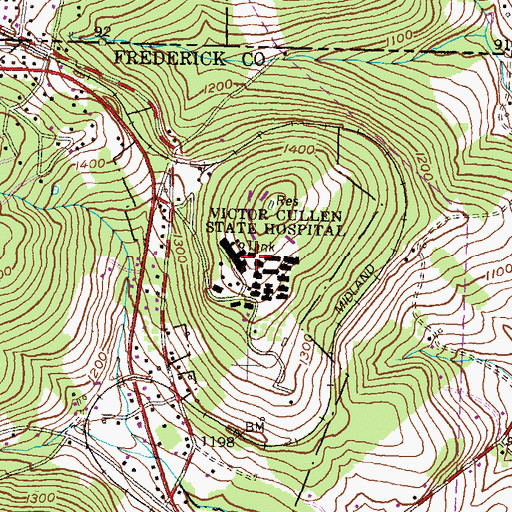 Topographic Map of Victor Cullen State Hospital, MD