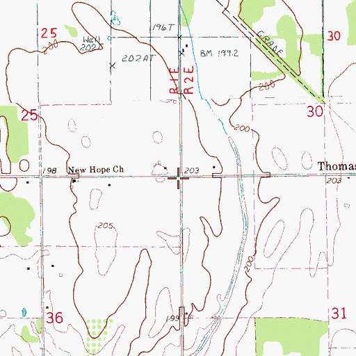 Topographic Map of New Hope, AR