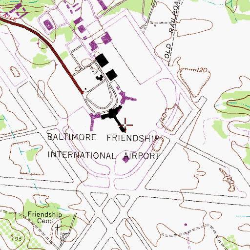 Topographic Map of Baltimore/Washington International Airport Thurgood Marshall, MD