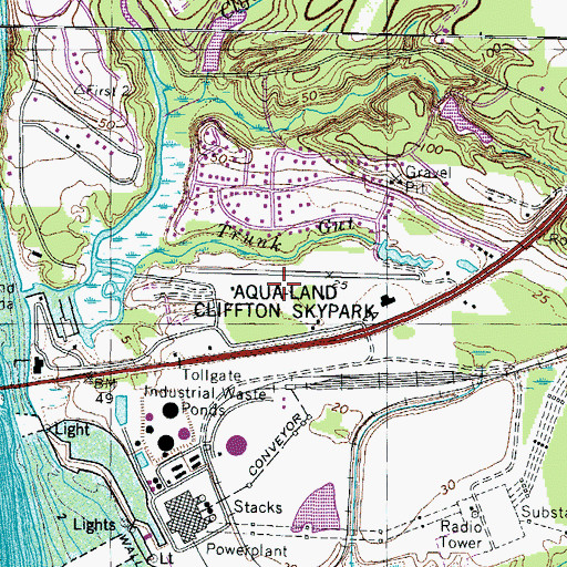 Topographic Map of Aqua-Land Airport (historical), MD