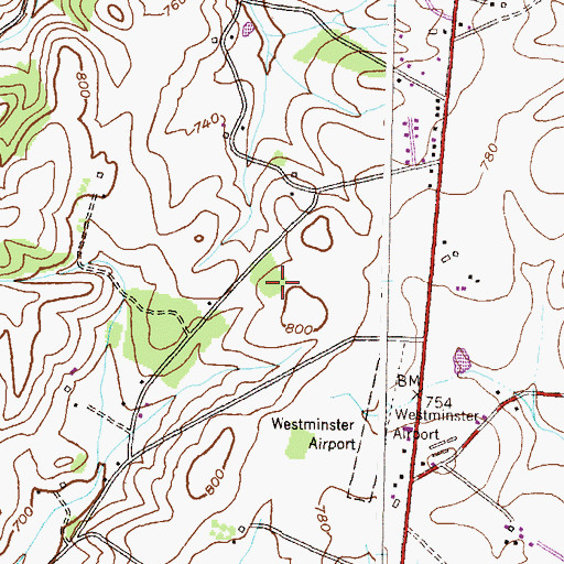 Topographic Map of Carroll County Regional Airport/Jack B Poage Field, MD