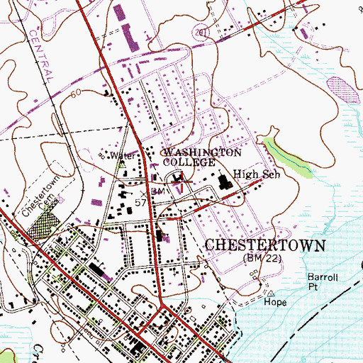 Topographic Map of University of Maryland Shore Medical Center at Chestertown, MD
