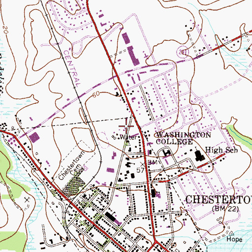 Topographic Map of Kent County Health Center, MD