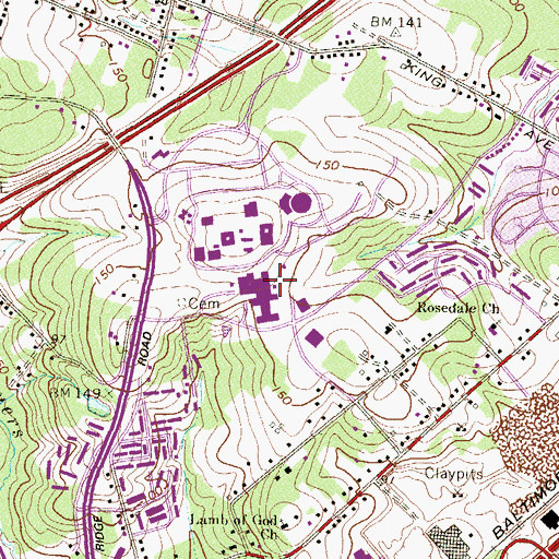 Topographic Map of Franklin Square Medical Center, MD