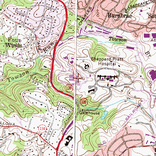 Topographic Map of Greater Baltimore Medical Center, MD