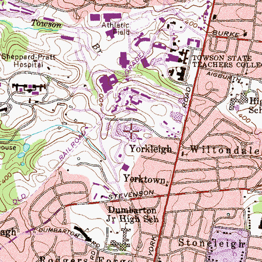 Topographic Map of University of Maryland Saint Josephs Medical Center, MD